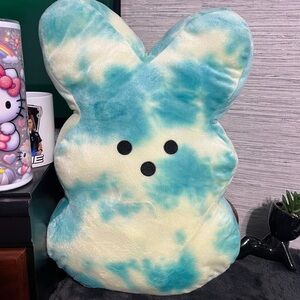 Tie-Dye Peep Bunny Plush - Blue & Yellow. 18” top to bottom.